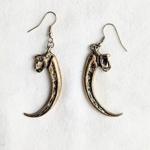 Antiqued Silver Raptor Talon Claw Dangle Earrings